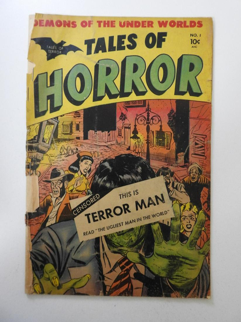 Tales of Terror #1: No Reserve! Tales of Terror #1 - PR Extra Staples, Back cover missing Shipping: Domestic: Flat-rate of $9.99 (1-8 items) or $19.99 (9+ items )to anywhere within the contiguous U.S. International: Fore