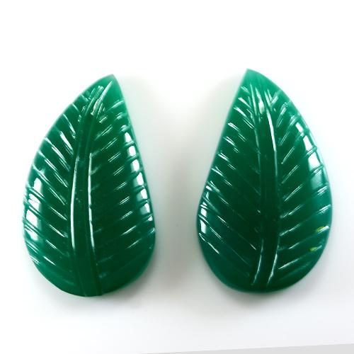 48.34 CTS PAIR NATURAL BEAUTIFUL GREEN AGATE CARVED (1 of 1)