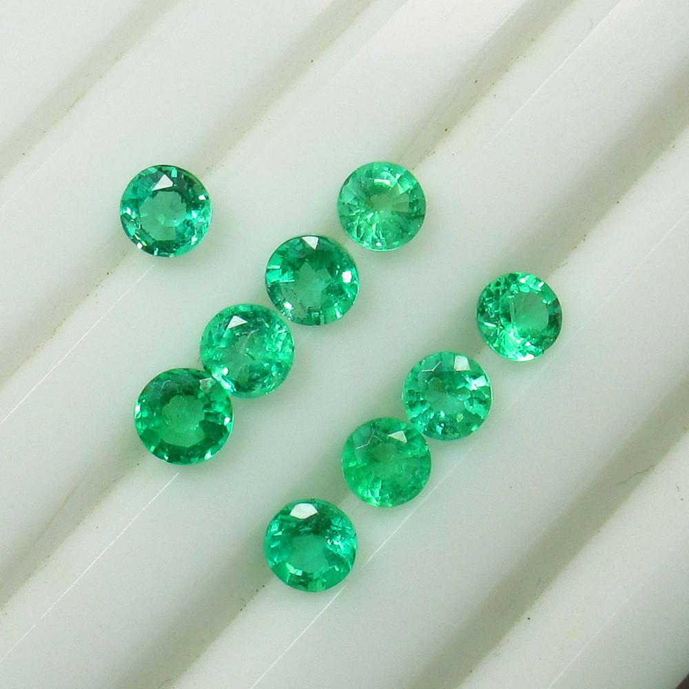 2.72 Ctw Natural 9 Colombian Emerald Round Necklace Set (1 of 3)