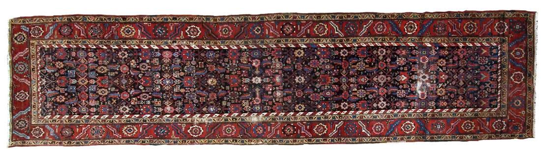 Handmade Vintage Persian Bakshaish runner 3.2' x 12.3': Title: Handmade antique Persian Bakshaish runner 3.2' x 12.3' (97cm x 375cm) 1880s Origin: Middle East Dimension: 3.2' x 12.3' ( 97cm x 375cm ) Material: wool Year: 1880s Description: Handmade antique