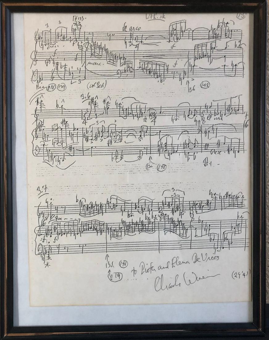 Music Sheet -signed by Charles Wuorinen (1 of 2)