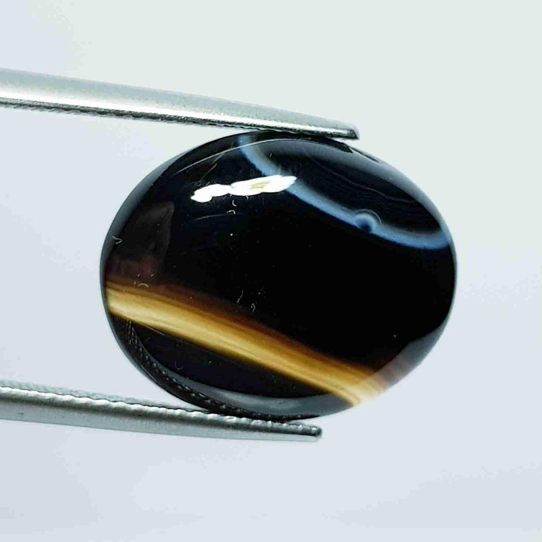 12.07 Ct Natural Black Lace Agate Oval Cabochon (1 of 4)