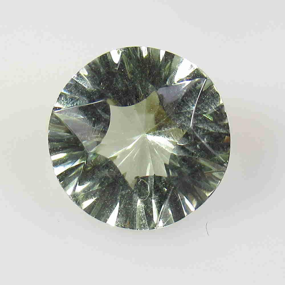 5.40 Ctw Natural Green Amethyst Round Concave Cut: No Reserve! Title: 5.40 Ctw Natural Green Amethyst Round Concave Cut Stone Clarity: VVS Gemstone: Amethyst Carat Weight: 5.40 Size/Dimensions: 12.00 x 12.00 x 7.50 mm Additional Information: Top Class