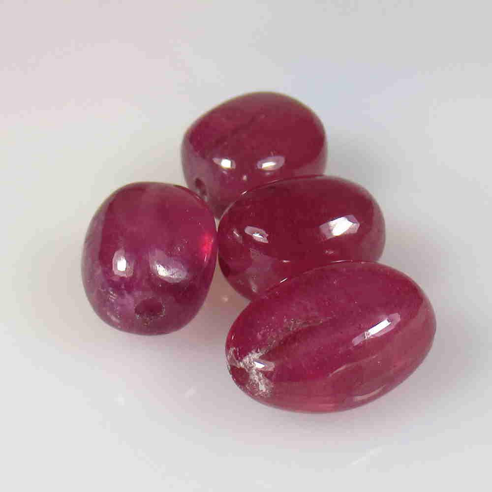 23.70 Ctw Natural 4 Drilled Red Ruby Dumble Beads (1 of 2)