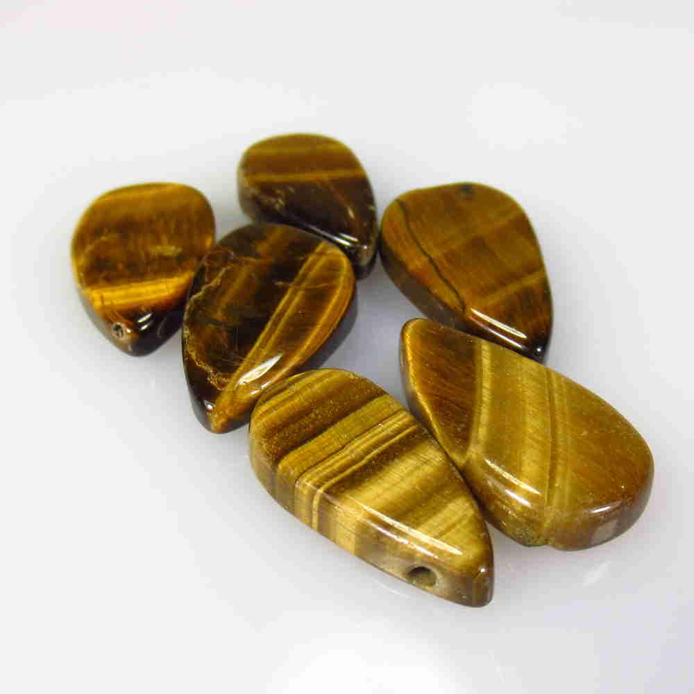 24.14 Ctw Natural 6 Drilled Tiger's Eye Pear Beads (1 of 2)