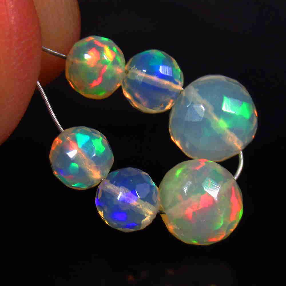 4.32 Ct Natural 6 Multi-Color Fire Opal Ball Beads (1 of 2)
