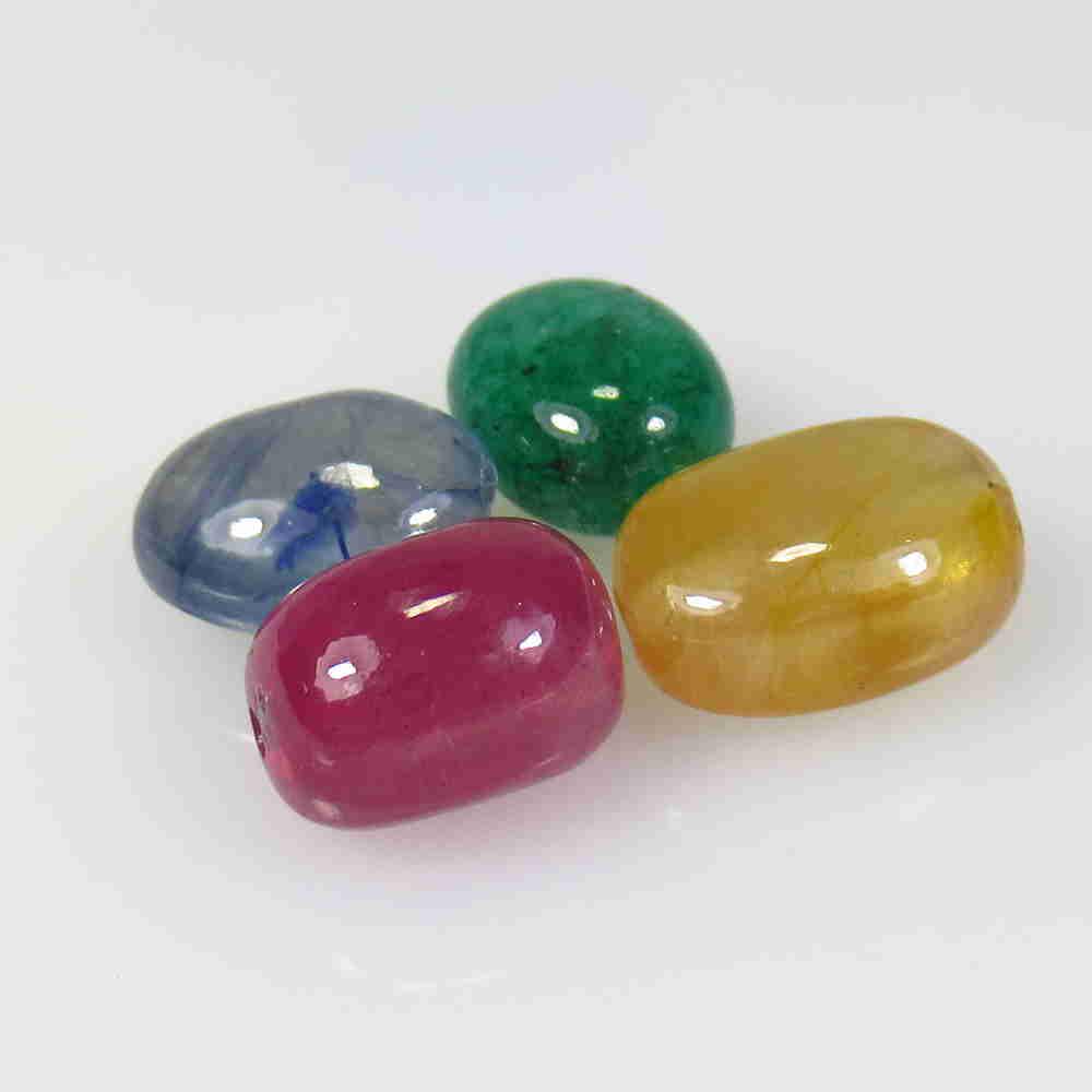 19.46 Ctw Natural 4 Ruby Sapphire Emerald Mixed Beads (1 of 2)