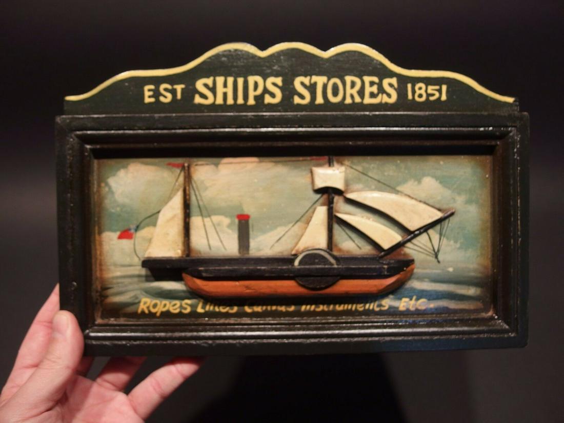 EST Ships Storesヴィンテージサインボード Antique Ship's Store Sign.