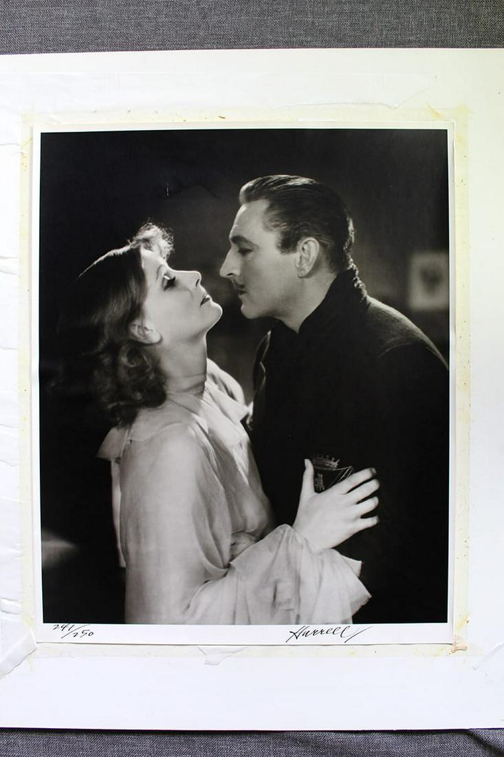John Barrymoore and Greta Garbo by George Hurrell: John Barrymoore and Greta Garbo by George Hurrell (1933) 16" x 20" US Photographic Print #241/250 Condition: VG - Hurrell Stamp on back of item Reserve: $420.75 Shipping: Domestic: Flat-rate of $22.00
