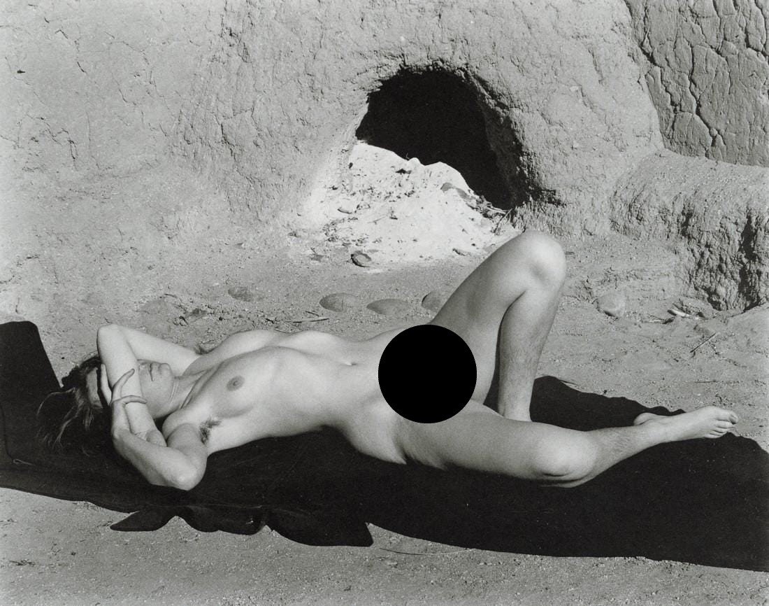 EDWARD WESTON - Nude, New Mexico, 1937: Artist: Edward Weston Title: Nude, New Mexico, 1937 Medium: Photo Litho, 1973, USA Dimensions: 9.4x7.4" Description: Heat Wax Mounted on 11x14" Conservation Board Artist Bio: Edward Henry Weston was a
