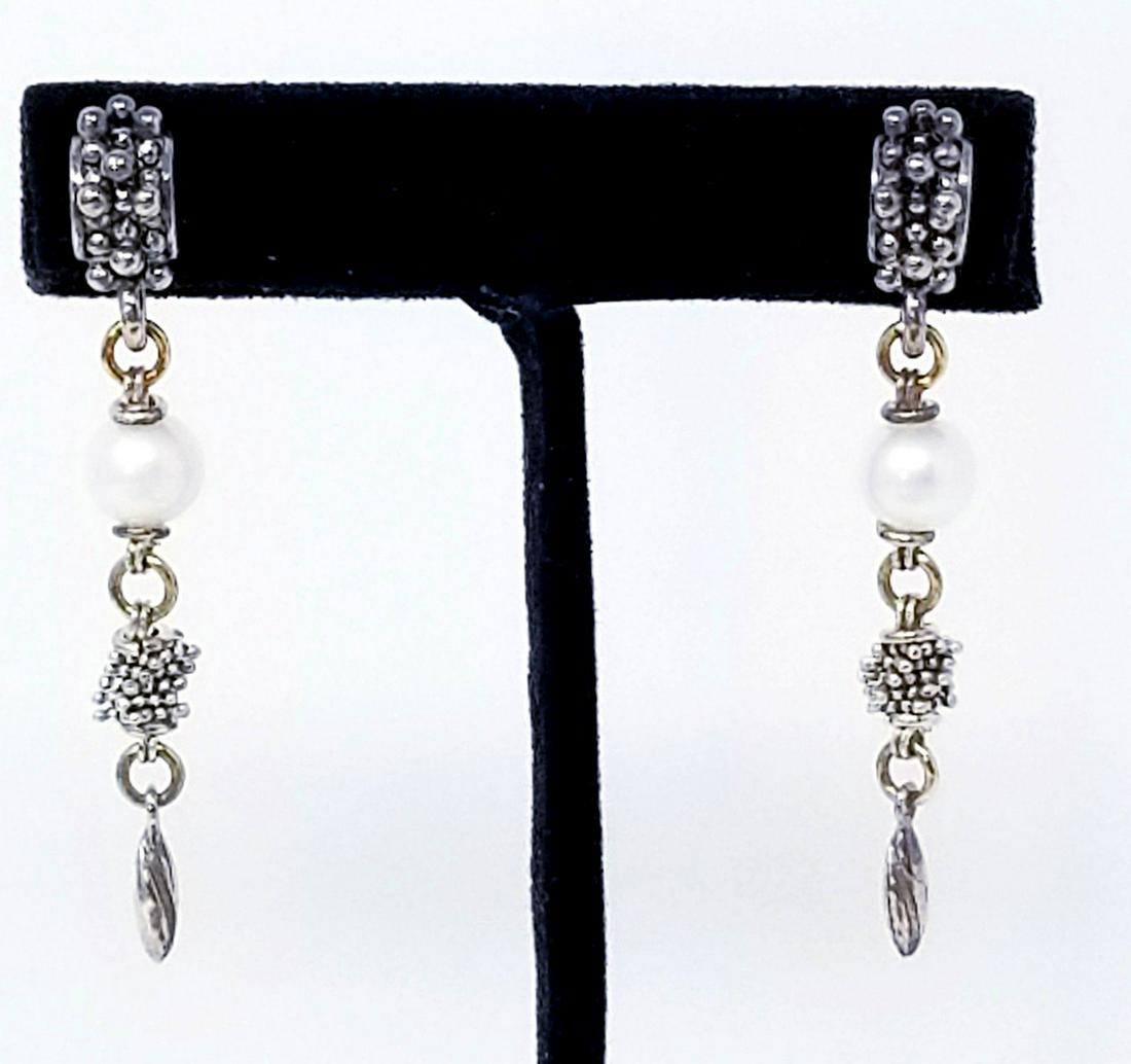 Michael Dawkins Silver Pearl Earrings Pierced Drop 925 (1 of 5)