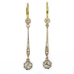 Antique Art Deco 18k gold and Platinum Diamond Earrings