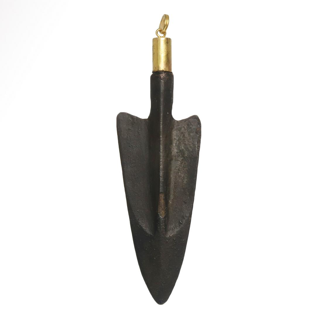 Greek Bronze Arrow Head Pendant with Modern Gold Loop (1 of 7)