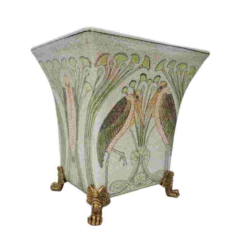 Art Nouveau style planters - Porcelain with bronze base (1 of 9)