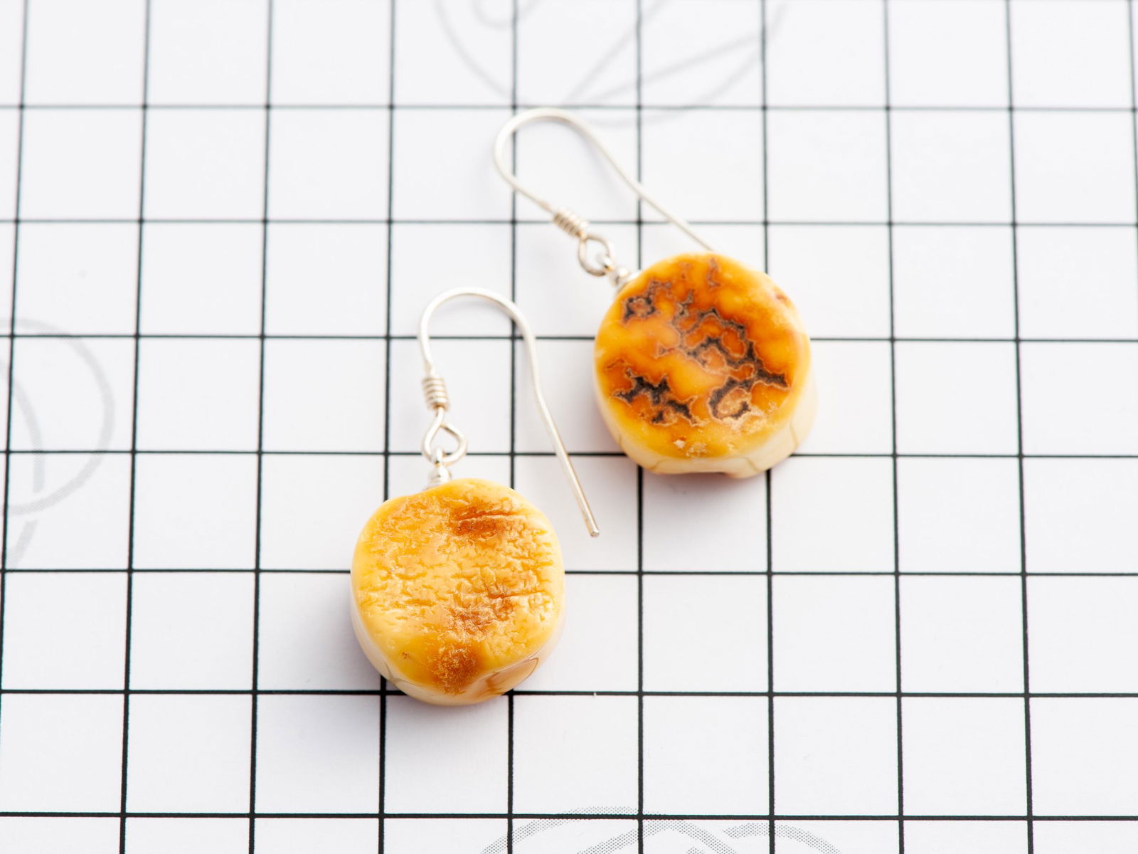 Baltic amber earrings, Handmade white yellow amber (1 of 5)