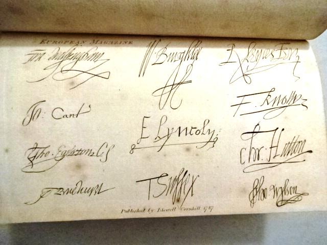 1787 Magazine Engravings Tudor Signatures (1 of 4)