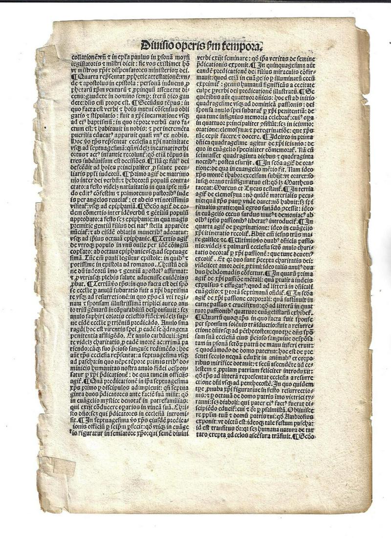1495 Incunable Leaf Sermones Laudibus (1 of 2)