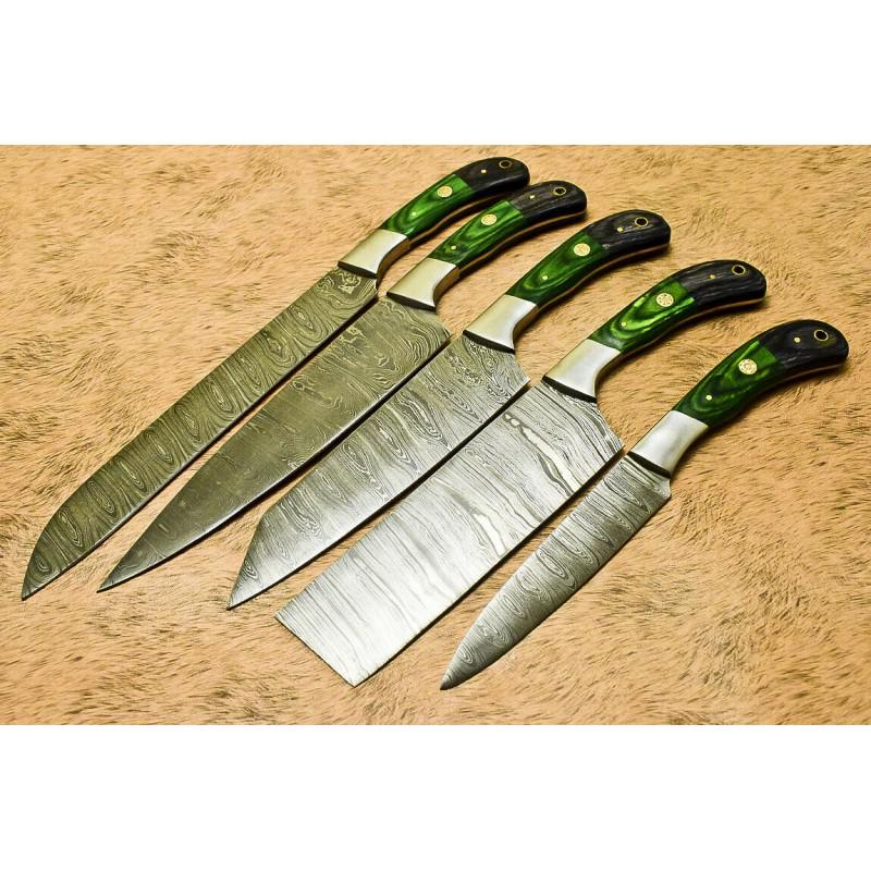 Set 5 exclusive work chef kitchen damascus steel knives (1 of 4)
