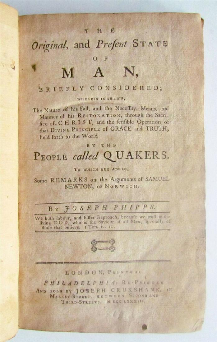 1783 Original and Present State of Man by QUAKERS (1 of 4)