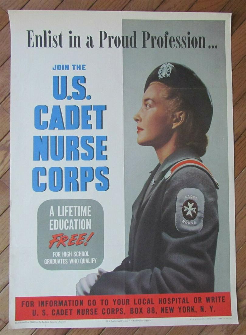 1943 US WWII POSTER JOIN US CADET NURSE CORPS original (1 of 3)