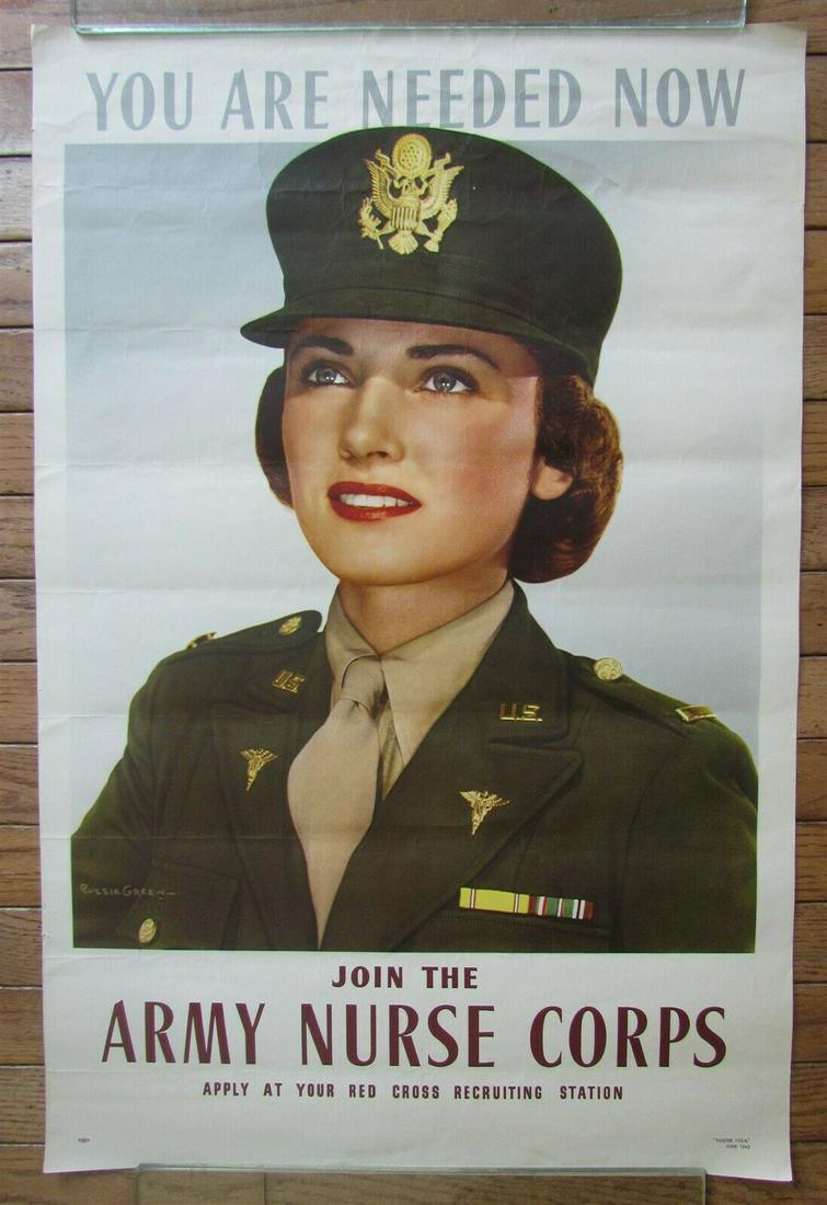 1943 US WWII RED CROSS RECRUITING POSTER JOIN ARMY (1 of 2)