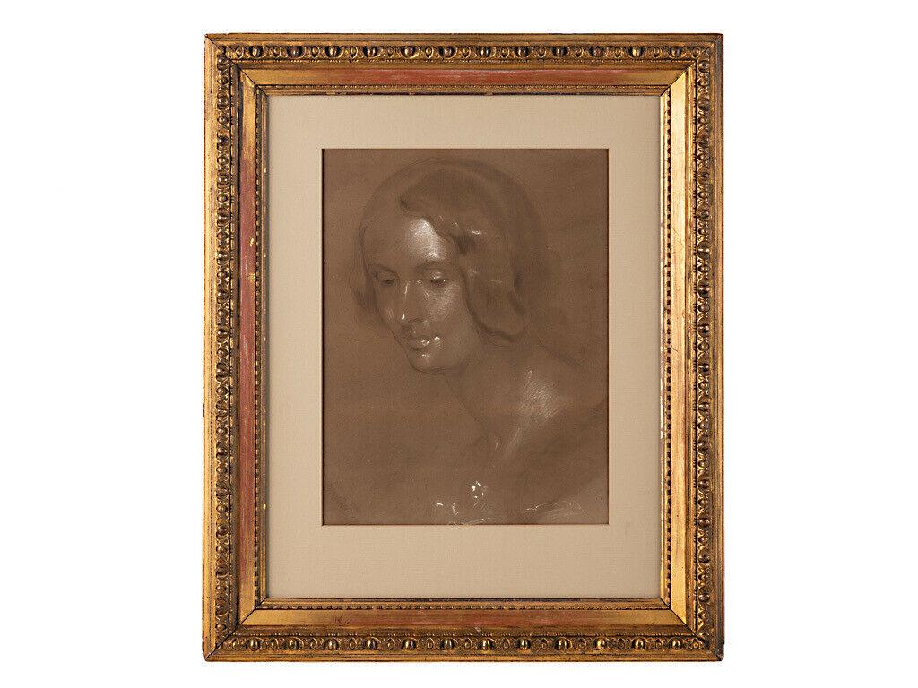 John Crawford Wintour Scottish Victorian Charcoal: John Crawford Wintour Charcoal Chalk Portrait Study Young Lady Artist: John Crawford Wintour (1825-1882) Title: “Portrait Study of a Young Lady” Medium: Charcoal (and Chalk) on Brown Paper Date: c