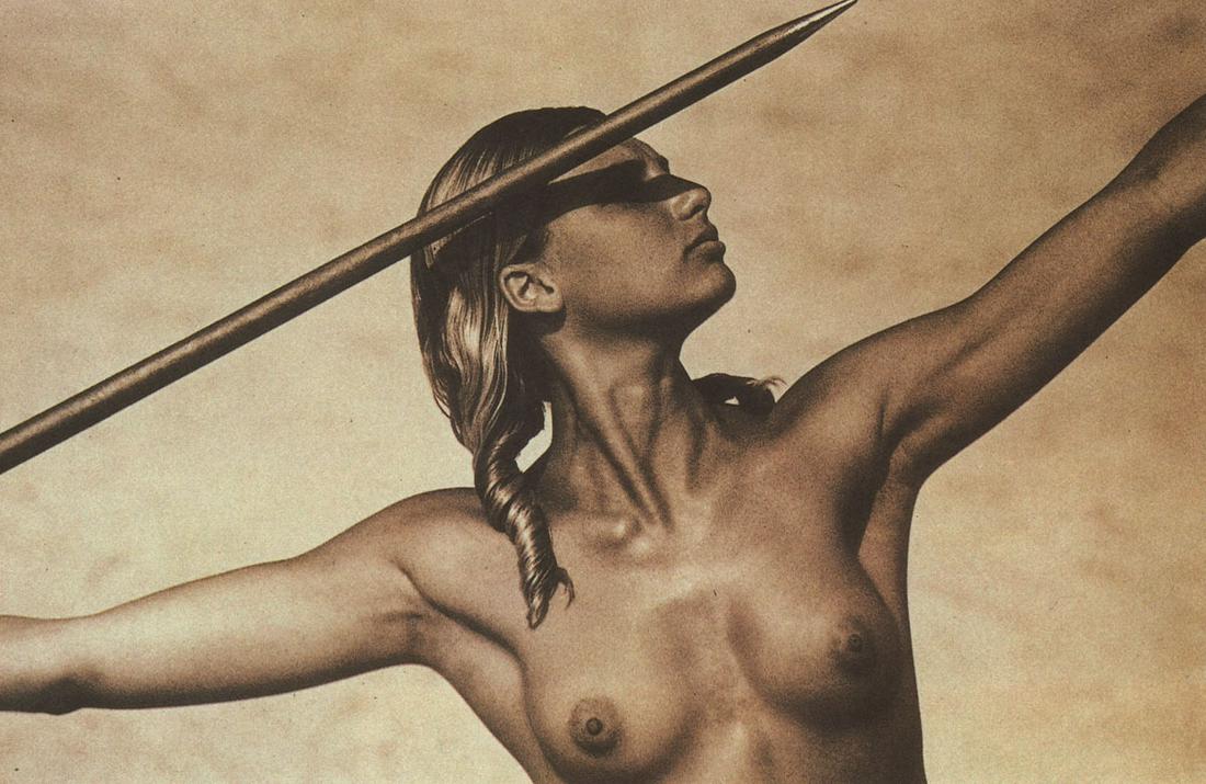 ARTHUR ELGORT - Javelin Thrower, June 1990, Pueblo del: Artist: ARTHUR ELGORT Print Title: Javelin Thrower, June 1990, Pueblo del Rio, Sevilla Medium: Photolithograph Printed in the 1990’s, in Spain Image size (inches) approx.4.25 x 6.5” Reserve: $25.0