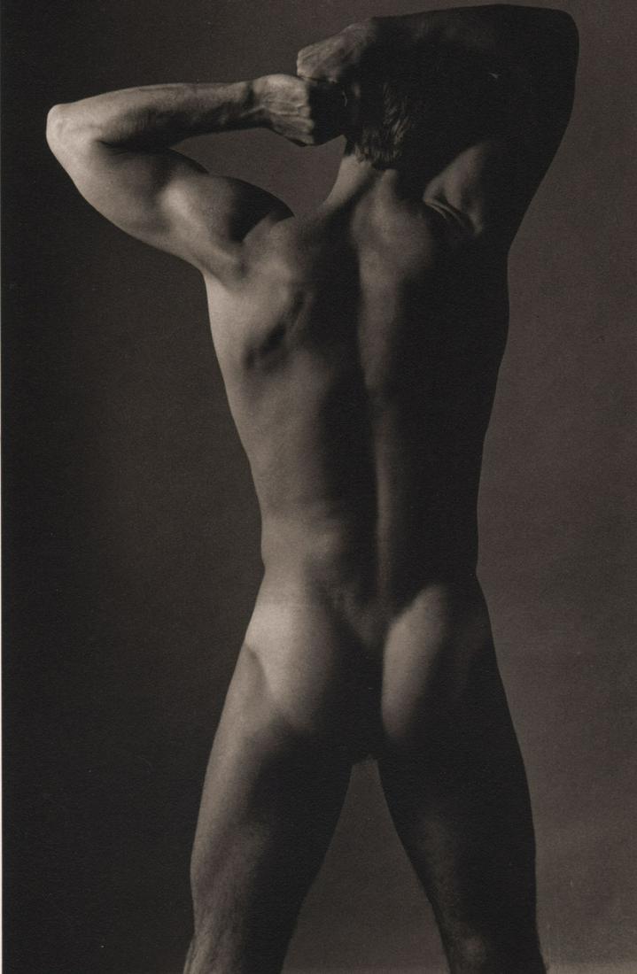 KEN HAAK - Male Nude ,1982: Artist: KEN HAAK Print Title: Male Nude 1982 Medium: Tri-tone Photo-lithographs (Limited edition of 5000) Printed in the 1980’s, in the US Image size (inches) approx. 5 x 3.5” Ken Haak(1923 - 1991