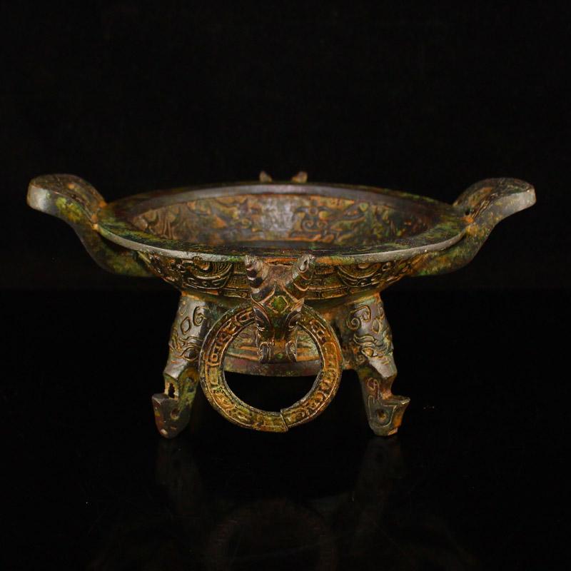 Vintage Chinese Bronze Double Rings Plate (1 of 8)