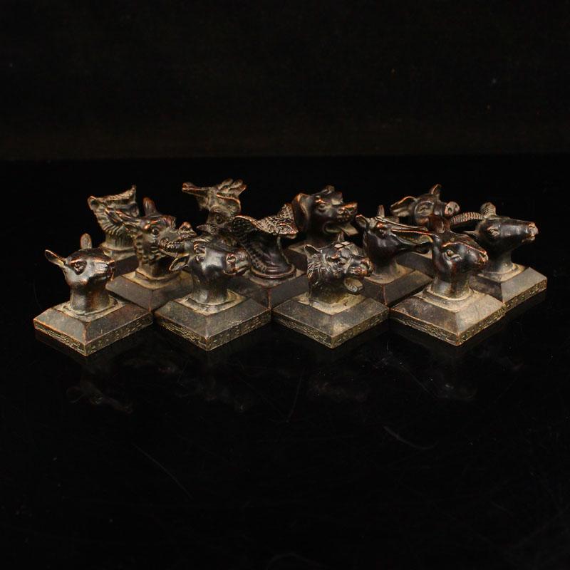 A Set Chinese Red Copper 12 Zodiac Seals (1 of 10)
