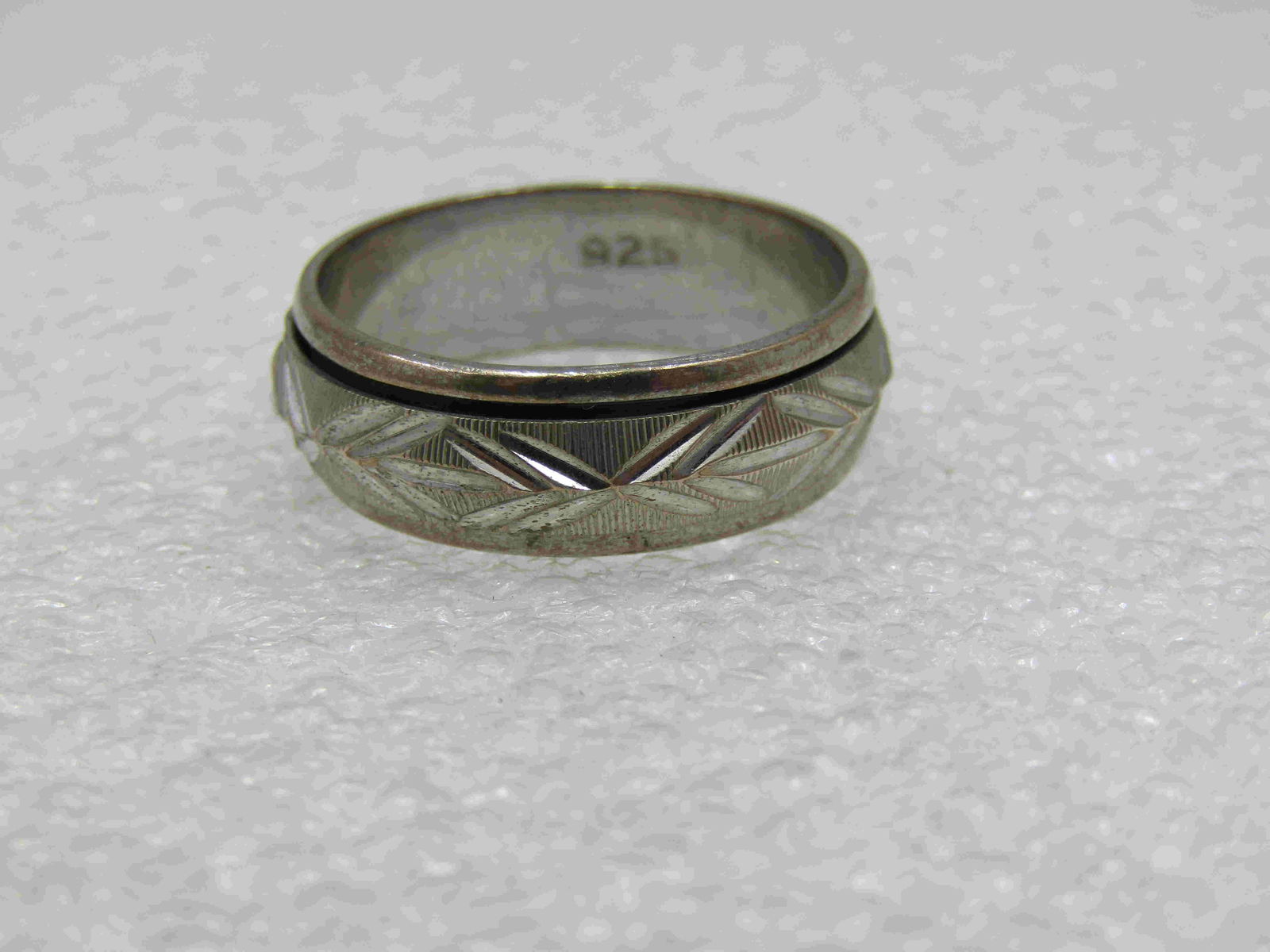 Vintage Sterling Spinner Wedding Band, Sz. 10.5, (1 of 6)