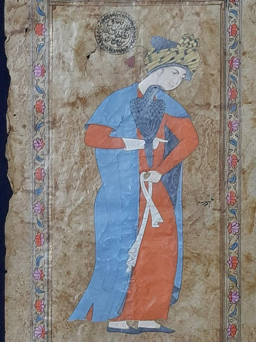 Antique Islamic Persian Safavid painting 18th C: Title: Antique Islamic Persian Safavid painting 18th C Maker: Persian Style Origin: Persia Description: MUSEUM QUALITY ISLAMIC persian safavid handmade painting on paper. The painting is having seal a