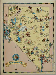 1938 R Taylor White Pictorial Map of Nevada -- Nevada: Title: 1938 R Taylor White Pictorial Map of Nevada -- Nevada Cartographer: Ruth Taylor White Year / Place: 1938, Boston Map Dimension (in.): 11.6 x 8.5 in. This is Ruth Taylor White's charming pictori