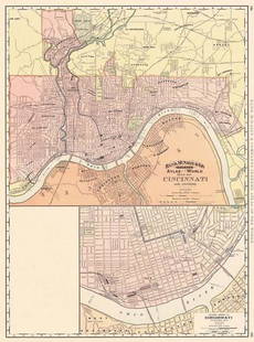 Indexed Atlas of the World Maps of Cincinnati and: Publication Date: 1888Title: Indexed Atlas of the World Maps of Cincinnati and EnvironsCartographer: RAND, MCNALLY & CO.Height (inches): 15.1Width (inches): 18.4 Map with street plans and railroads.