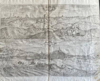 Spanish towns of Marchena & Osuna by Braun & Hogenberg,: Title: Spanish towns of Marchena & Osuna by Braun & Hogenberg, 1572-1617Date/Period: 1572-1617Materials: Copperplate engravedSize: 18x15Â” Spanish towns of Marchena & Osuna. 1572-1617. By G.