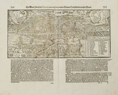 1598 Munster View of Zurich -- Der Statt Zurich in: Title: 1598 Munster View of Zurich -- Der Statt Zurich in Helvetia…Cartographer: S MunsterYear / Place: 1598 c., BaselMap Dimension (in.): 7.2 X 15.2 in. This is a superb doube page woodblock