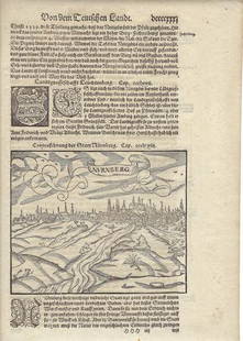 1614 Munster View of Nuremberg -- Nurnberg: Title: 1614 Munster View of Nuremberg -- NurnbergCartographer: S MunsterYear / Place: 1614, BaselMap Dimension (in.): 4.9 X 6 in. This is striking view of the Nuremberg's skyline filled with church