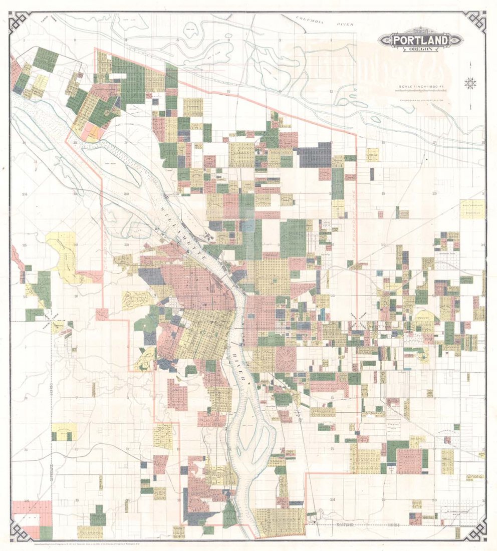 Map of Portland Oregon: Publication Date: 1901 Title: Map of Portland Oregon Cartographer: ROSS. K. THORNBURN Height (inches): 30 Width (inches): 27.3 The Heart of the Peninsula Strictly a dwelling tract Reasonable building 