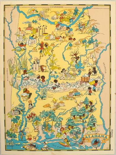 1938 R Taylor White Pictorial Map of Alabama -- Alabama (1 of 1)