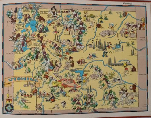 1938 R Taylor White Pictorial Map of Wyoming -- Wyoming: Title: 1938 R Taylor White Pictorial Map of Wyoming -- Wyoming Cartographer: Ruth Taylor White Year / Place: 1938, Boston Map Dimension (in.): 8.5 x 11.6 in. This is Ruth Taylor White's charming picto