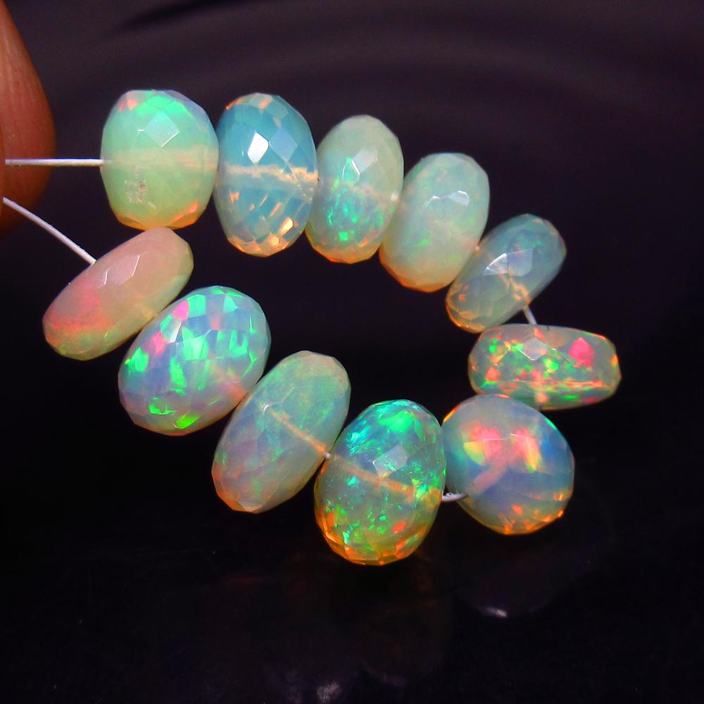 13.80 Ct Natural 11 Ethiopian Drilled Faceted Fire Opal (1 of 2)
