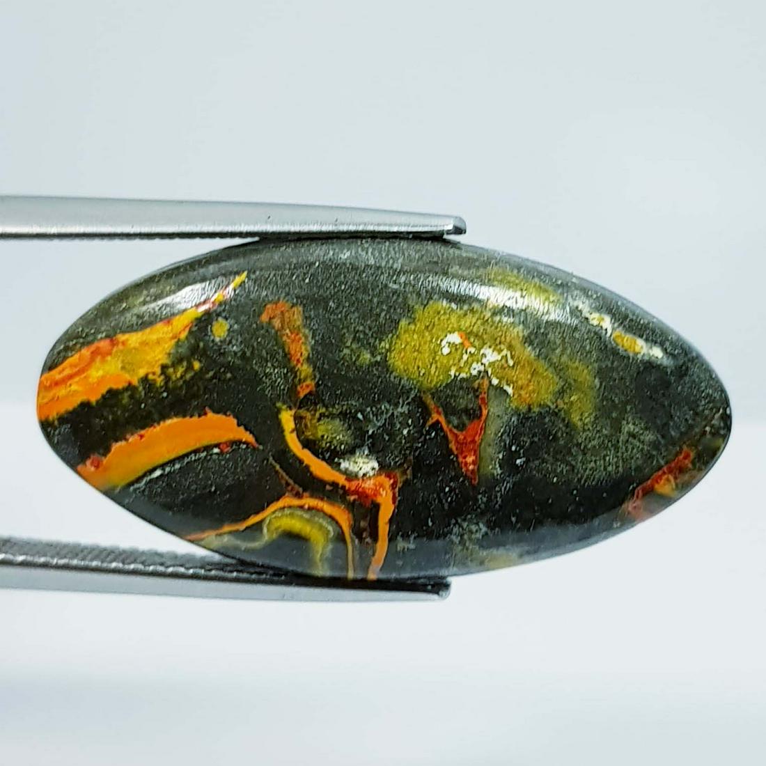 18.20 ct Natural Bumble Bee Jasper: No Reserve! Title: 18.20 ct Natural Bumble Bee Jasper Color/Clarity: Opaque Gemstones: Loosegemstone Carat Weights: 18.2 Size/Dimensions: 29.75 x 14.95 x 5.00 Additional Information: Oval - Brazil Shi