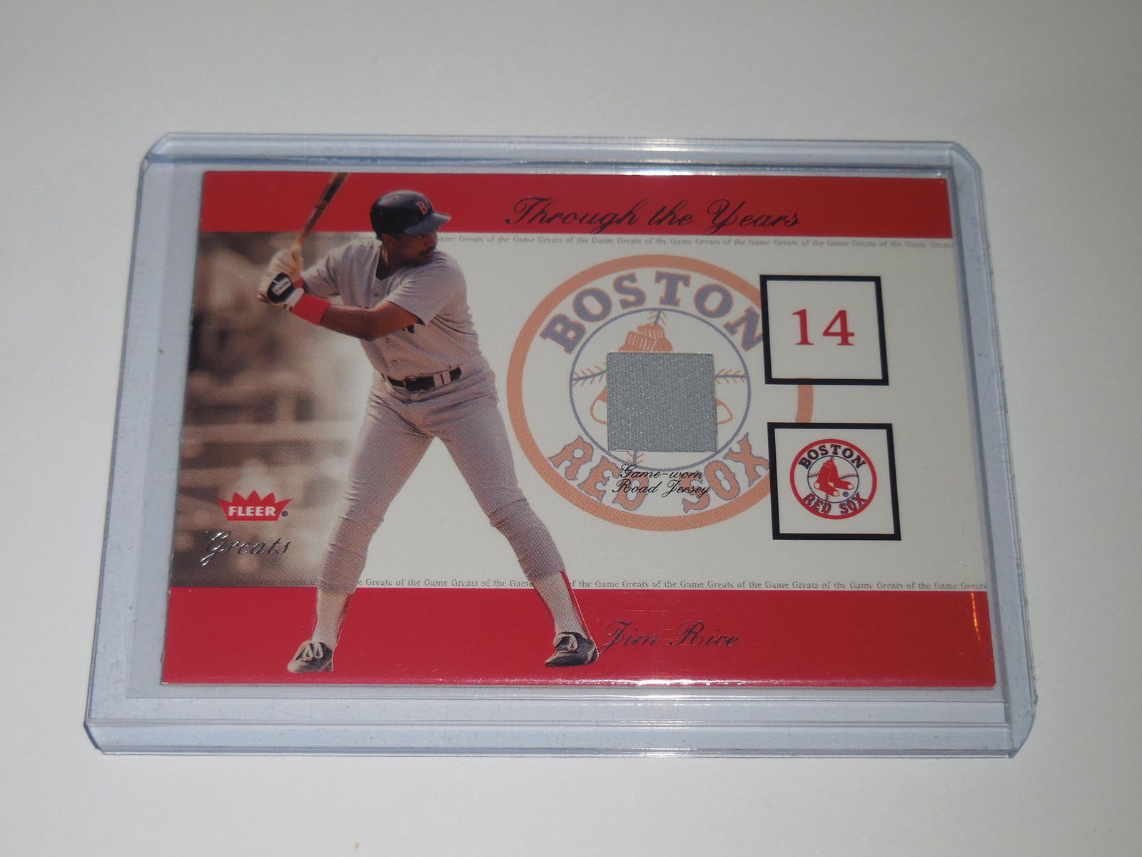 2002 FLEER GREATS JIM RICE GAME WORN JERSEY CARD (1 of 2)
