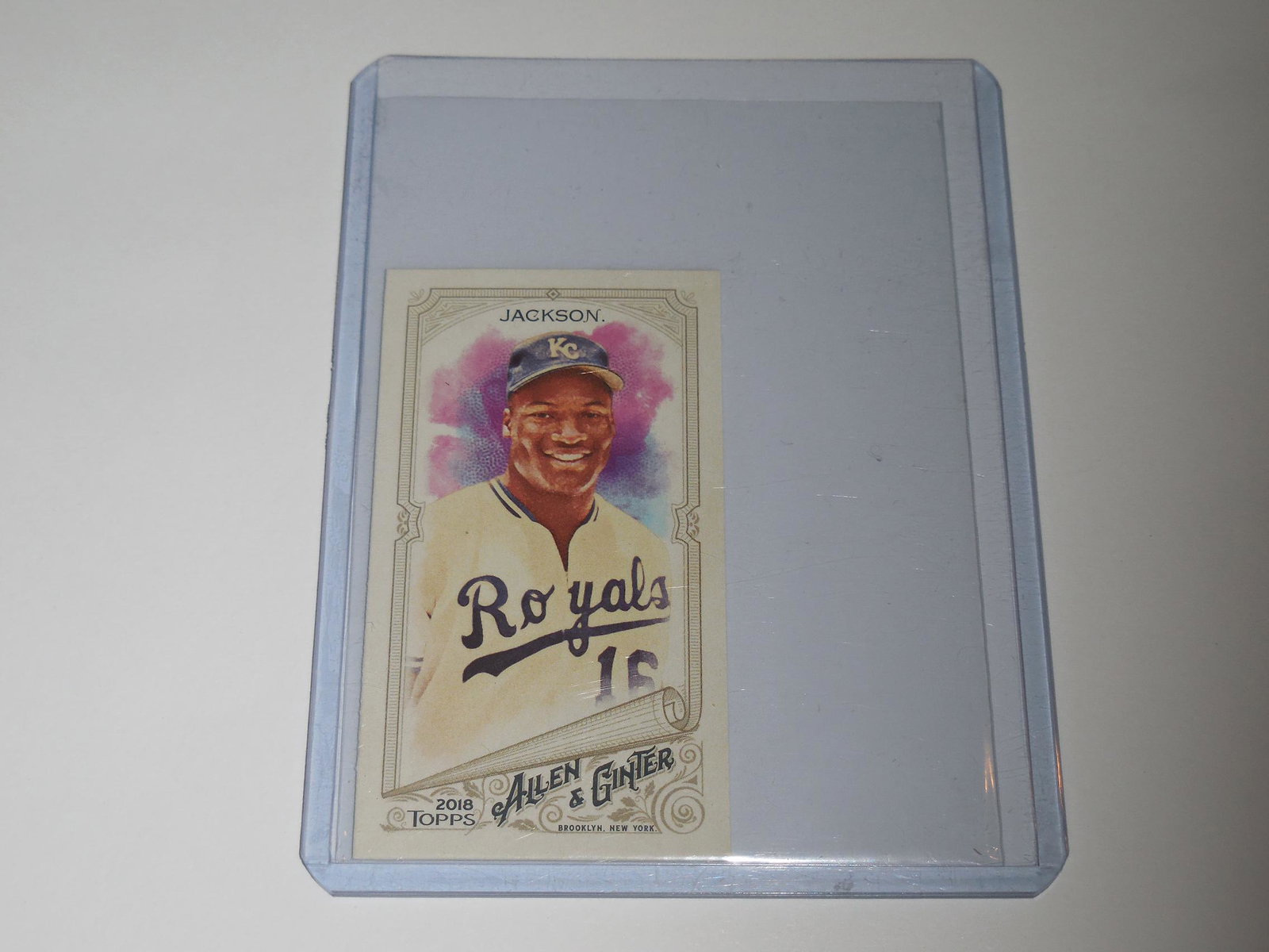 2018 TOPPS ALLEN GINTER BO JACKSON MINI: No Reserve! Title: 2018 TOPPS ALLEN GINTER BO JACKSON MINI Description: THIS IS A VERY NICE CARD FOR ANY COLLECTOR. APPROXIMATELY NEAR MINT CONDITION OR BETTER. COMES WITH SLEEVE AND TOP LOADER FOR PR