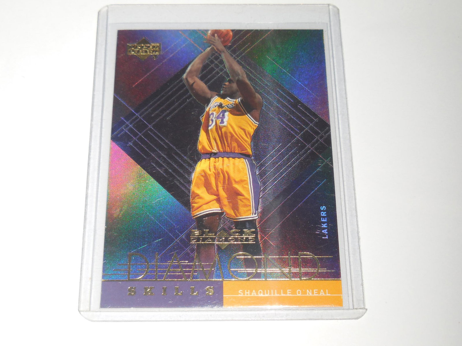 00-01 UD BLACK DIAMOND SHAQUILLE O'NEAL DIAMOND SKILLS: No Reserve! Title: 00-01 UD BLACK DIAMOND SHAQUILLE O'NEAL DIAMOND SKILLS HOLO Description: THIS IS A VERY NICE CARD FOR ANY COLLECTOR. APPROXIMATELY NEAR MINT CONDITION OR BETTER. COMES WITH SLEEVE A