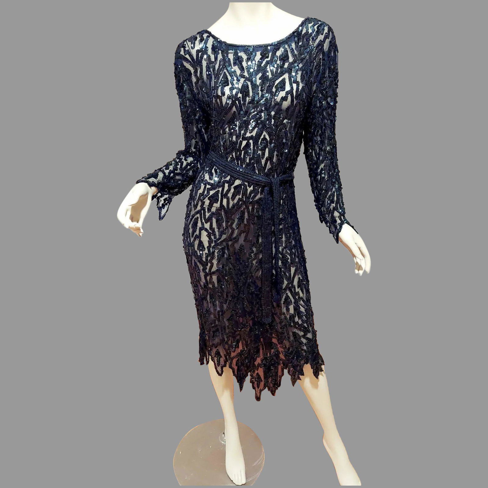 Vtg Silk Layering All Sequins Flapper dress Asymmetric (1 of 5)