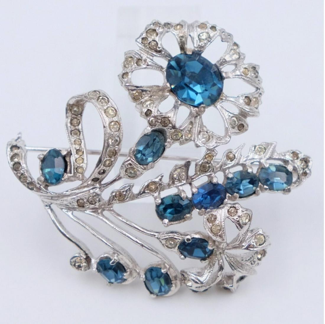 Eisenberg Sterling Blue Flowers Brooch (1 of 3)