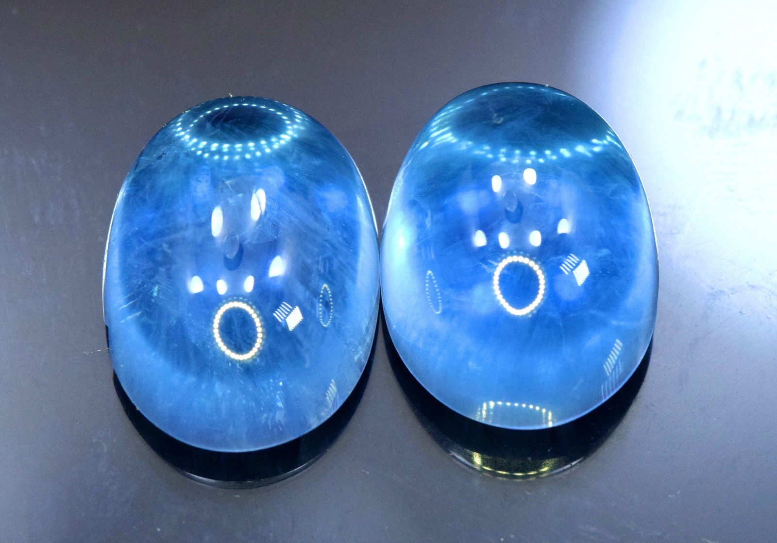 Pair Aquamarine Cabochon , Natural Aquamarine Top (1 of 4)