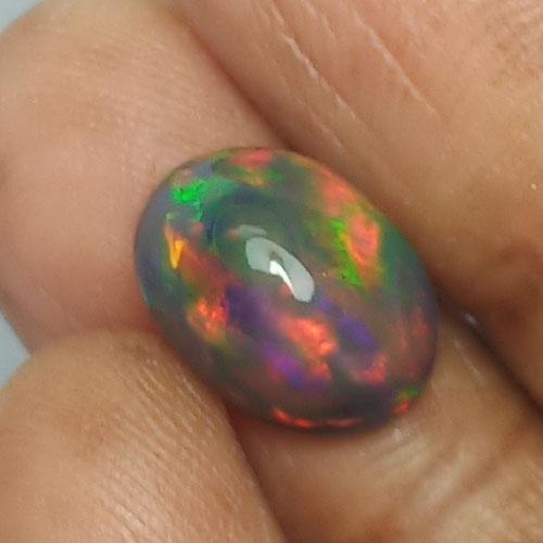 2.10 CTS NATURAL ETHIOPIAN BLACK OPAL OVAL SHAPE GOOD (1 of 8)