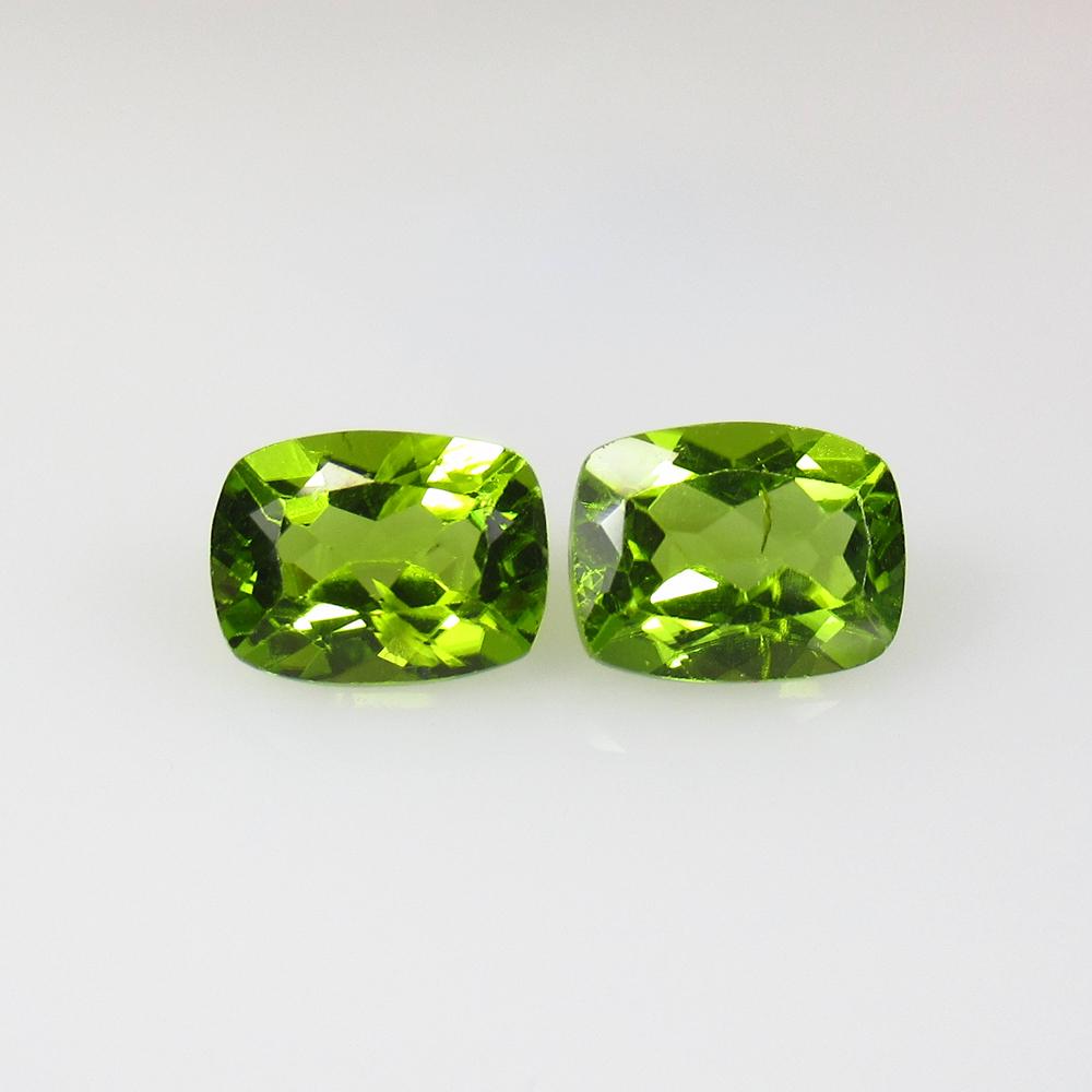 4.83 Ct Natural Pakistan Peridot Cushion Pair (1 of 2)
